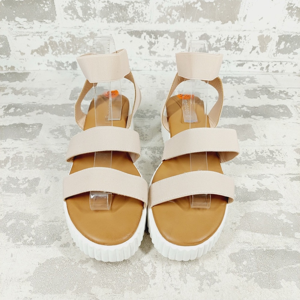 NEW Madden Girl Beige Platform Strappy Elastic Sandals V250 - Picture 6 of 10